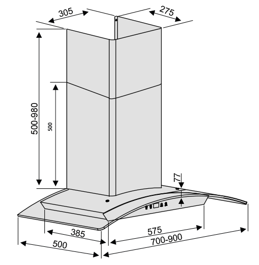 Máy hút mùi TA 2006D-90cm